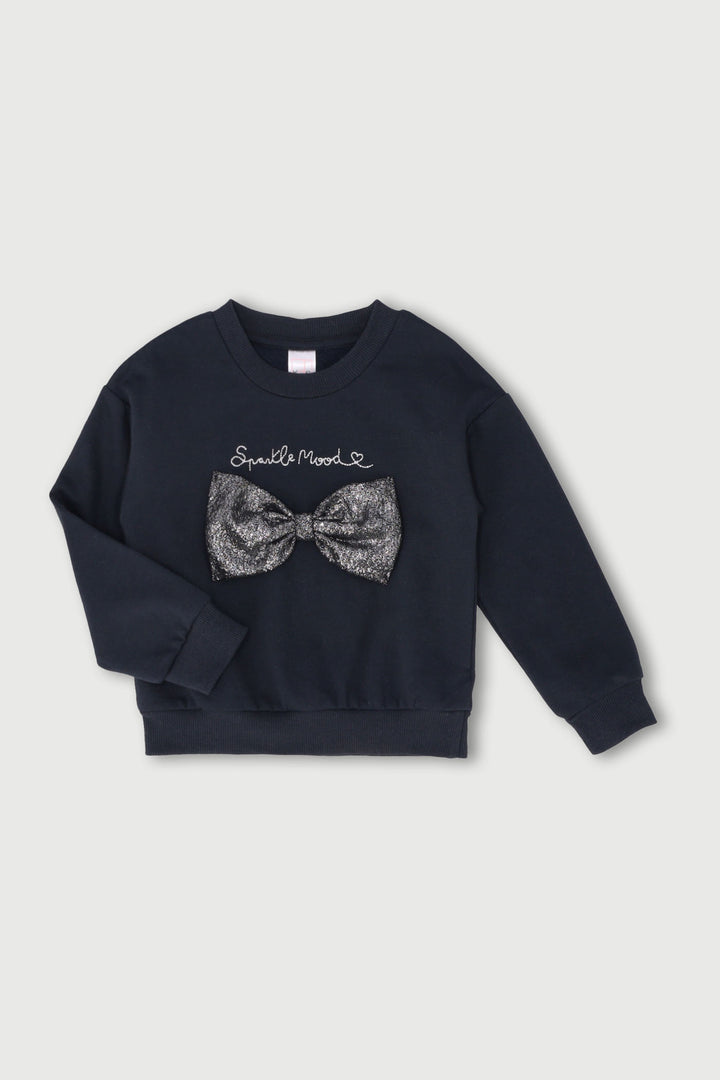 Pre-Girls Bow Track Top - Charcoal