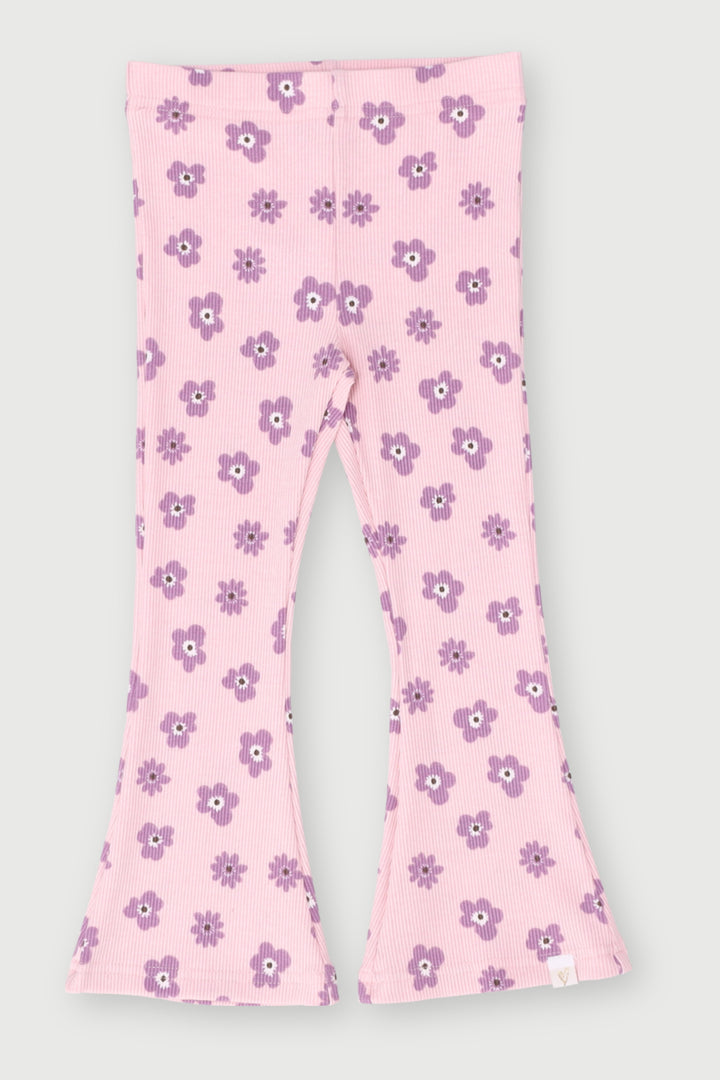 Pre-Girls Pink Flowers Flare Leg Pant - Multi