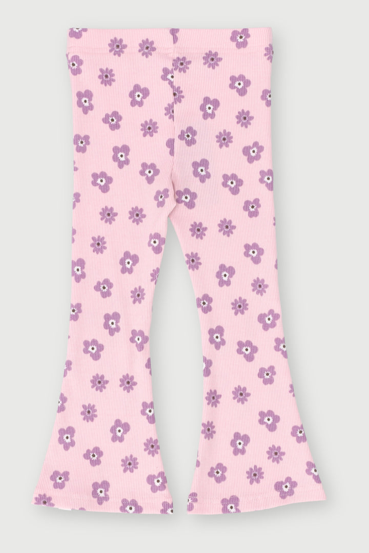 Pre-Girls Pink Flowers Flare Leg Pant - Multi