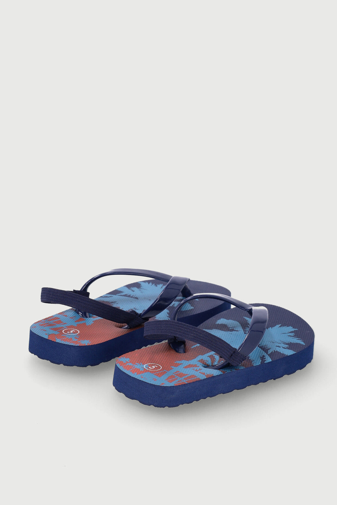 Pre-Boys Tropical Print Thong Sandal - Navy