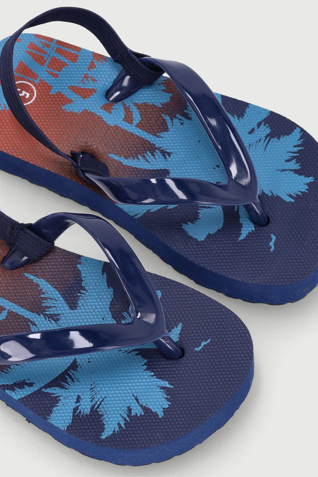 Pre-Boys Tropical Print Thong Sandal - Navy