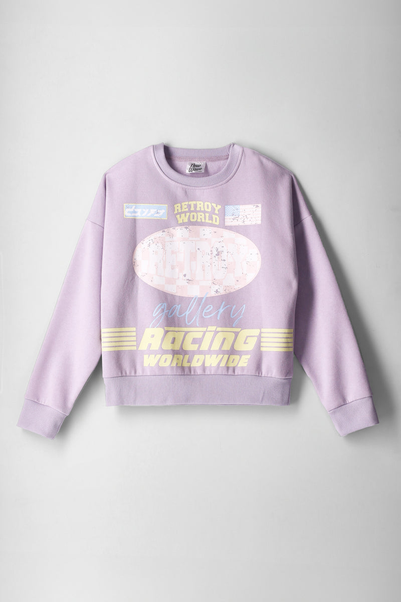 Girls Pastel Racing Sweatshirt - Lilac
