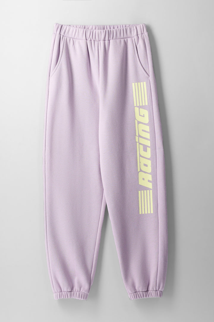 Girls Pastel Racing Stripe Jogger - Lilac
