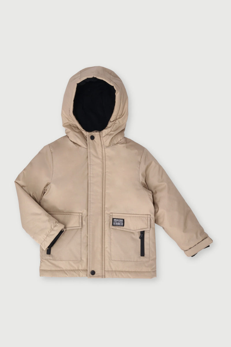Pre-Boys Longer Length Parka Jacket  - Tan
