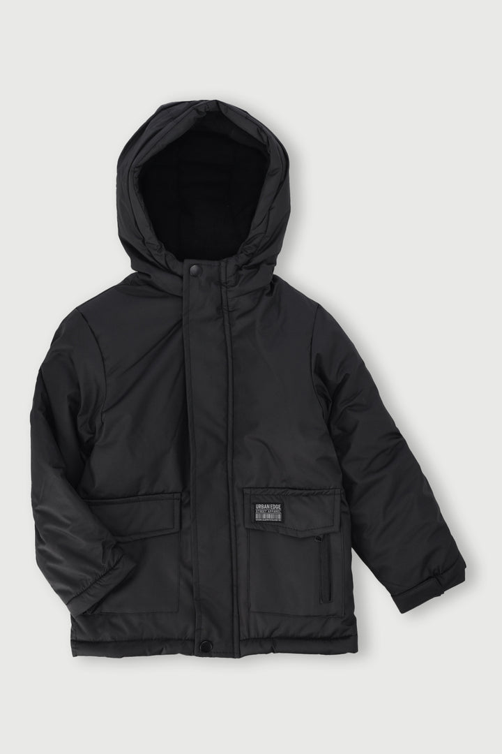 Pre-Boys Longer Length Parka Jacket - Black