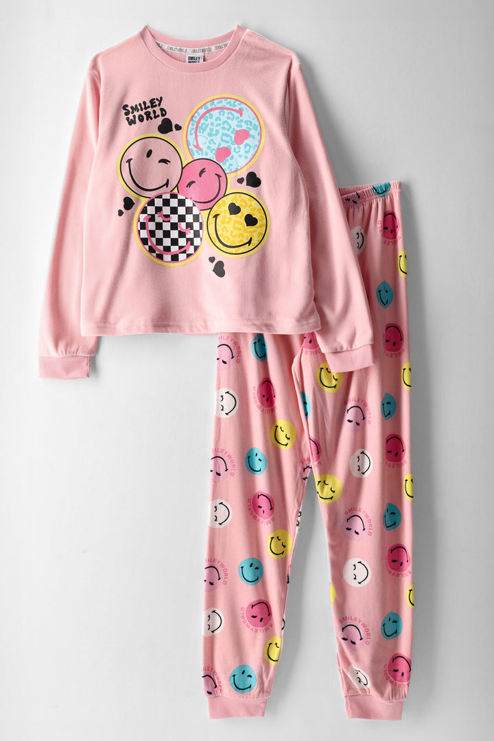 Girls Smiley Sleep Set - Pink