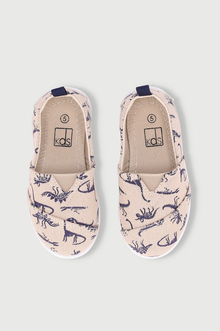 Pre-Boys Dino Toms Shoe - Stone/Navy