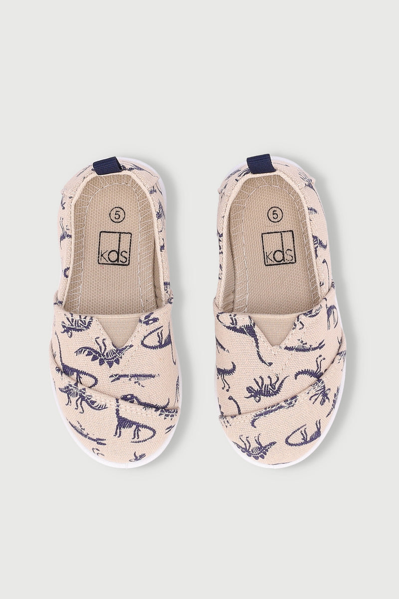 Pre-Boys Dino Toms Shoe - Stone/Navy