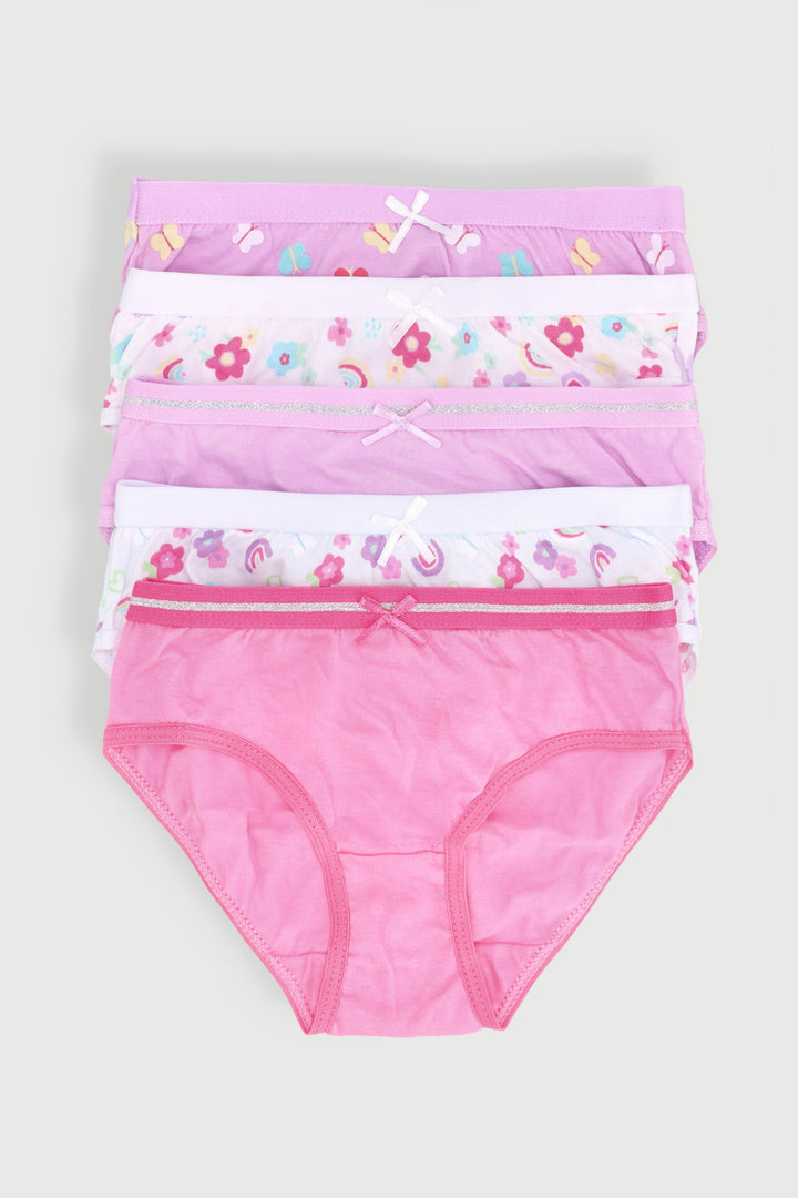 Pre-Girls 5 Pack Flowers & Rainbow Panties - Multi