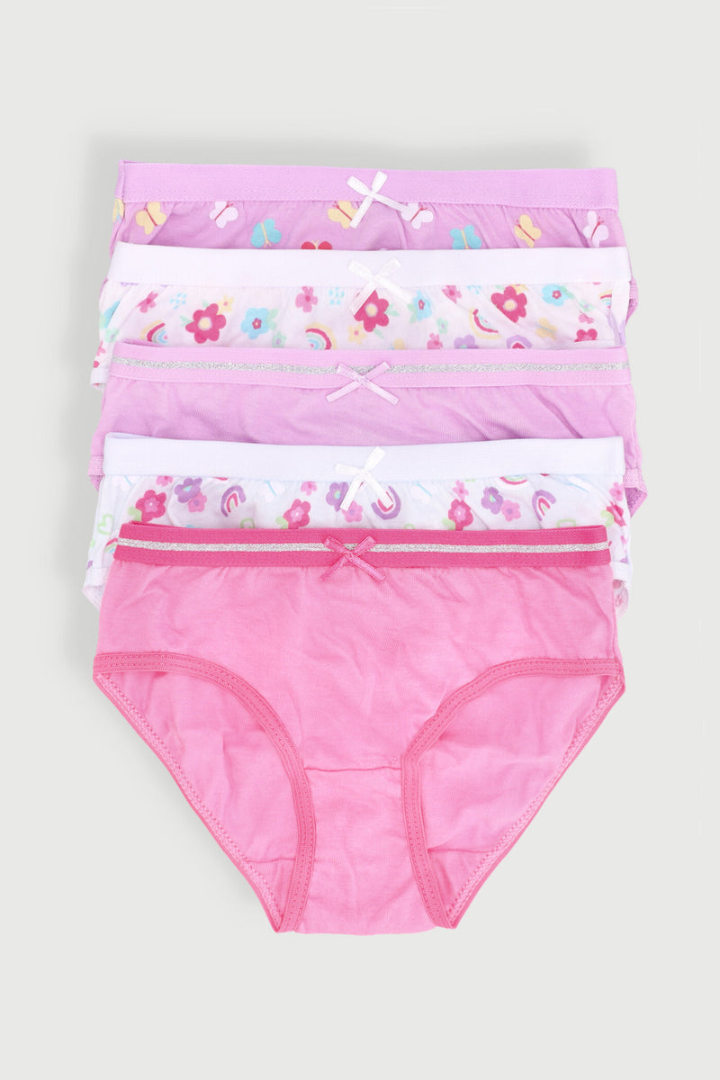 Pre-Girls 5 Pack Flowers & Rainbow Panties - Multi