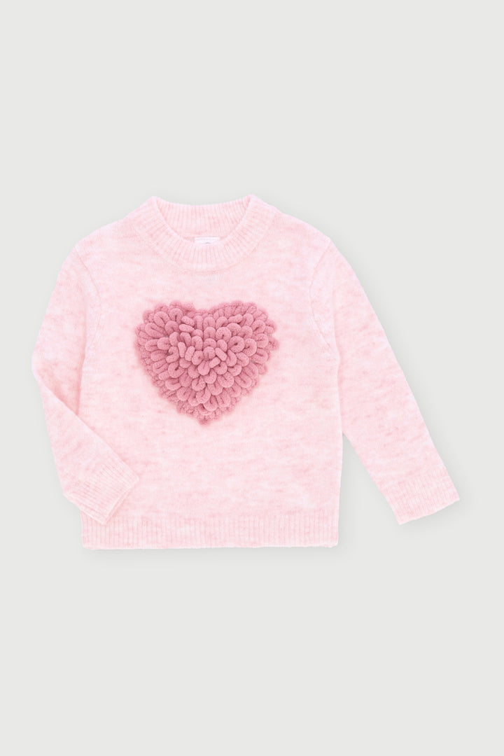 Baby Girls Heart Sparkles Knitwear Pullover - Dusty Pink