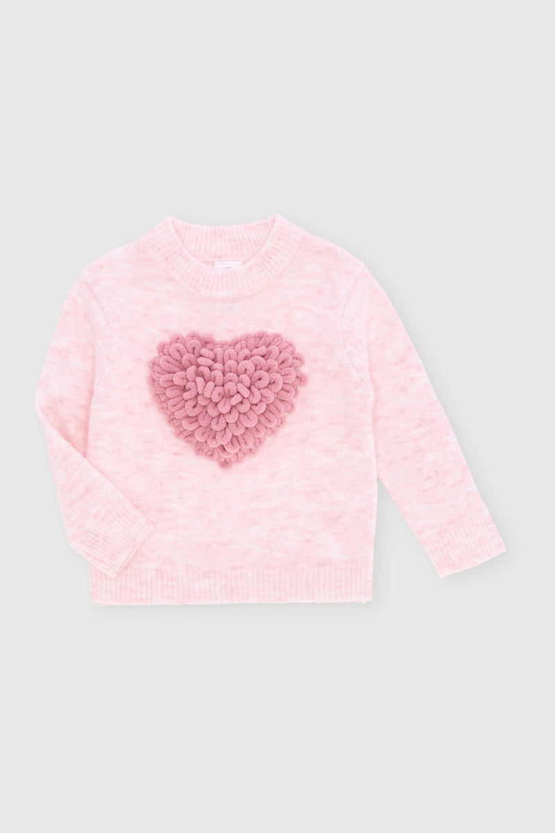 Baby Girls Heart Sparkles Knitwear Pullover - Dusty Pink
