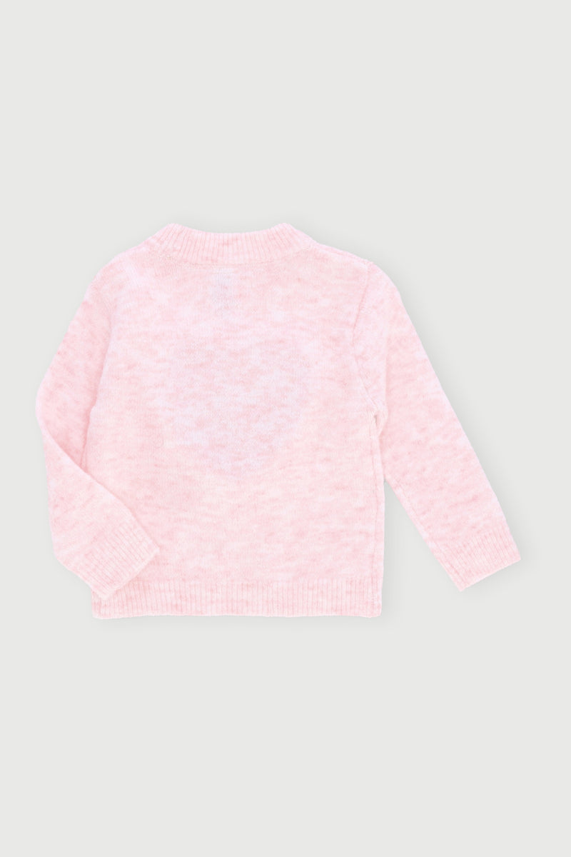 Baby Girls Heart Sparkles Knitwear Pullover - Dusty Pink