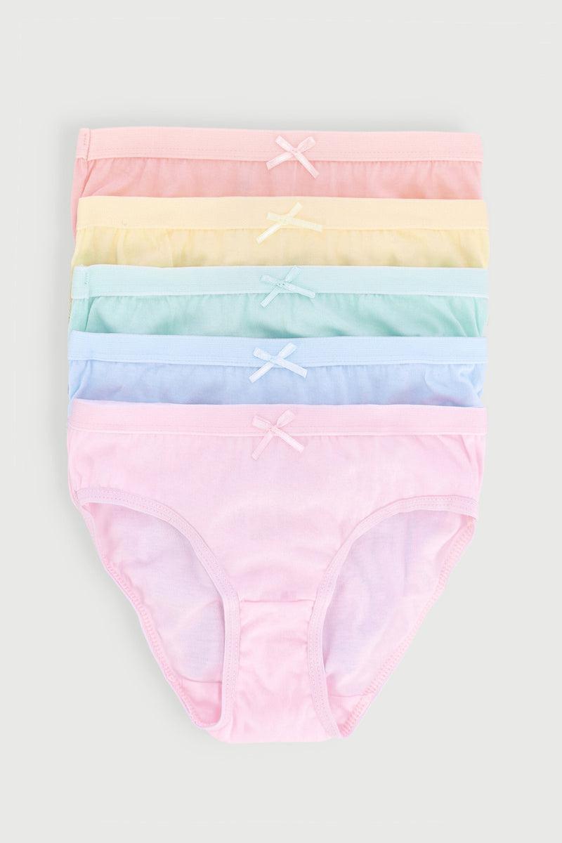 Pre-Girls 5 Pack Pastel Plain Panties - Multi