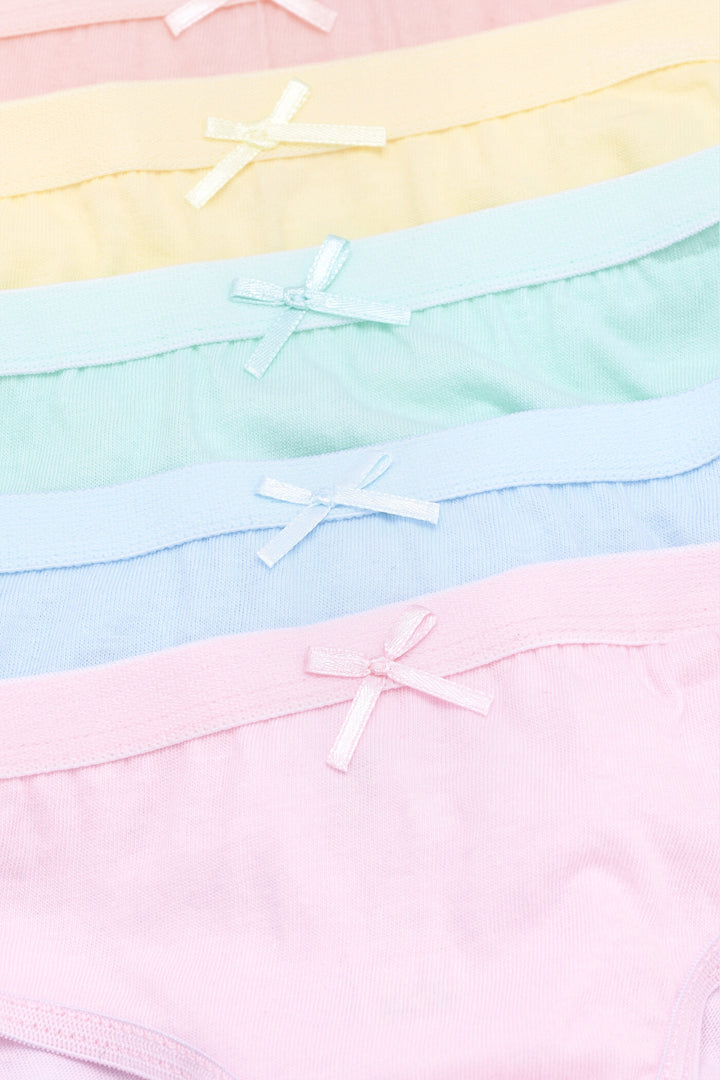 Pre-Girls 5 Pack Pastel Plain Panties - Multi