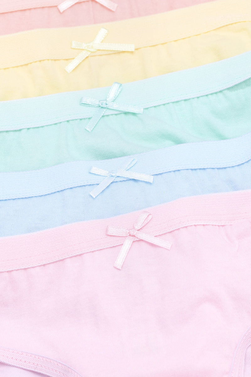 Pre-Girls 5 Pack Pastel Plain Panties - Multi