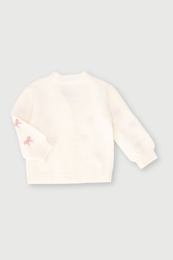 Baby Girls Knitwear Bow Cardi - Cream