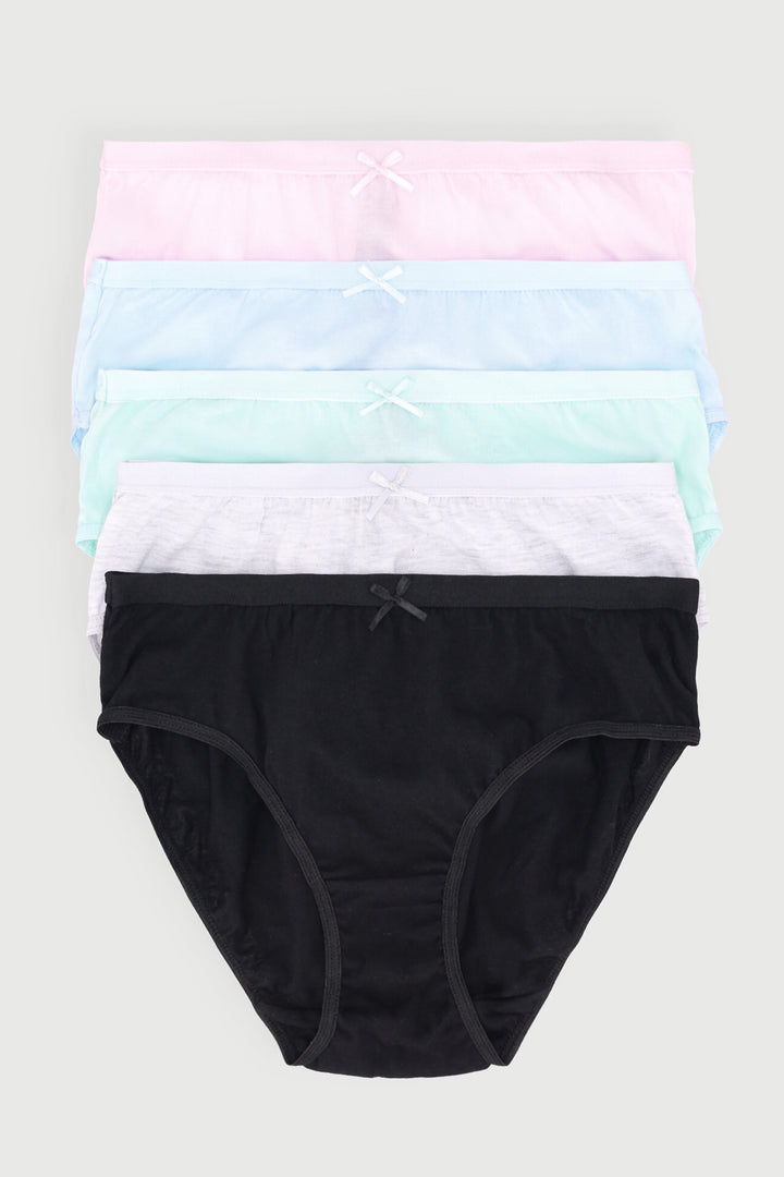 Girls 5 Pack Pastel Plain Panties - Multi