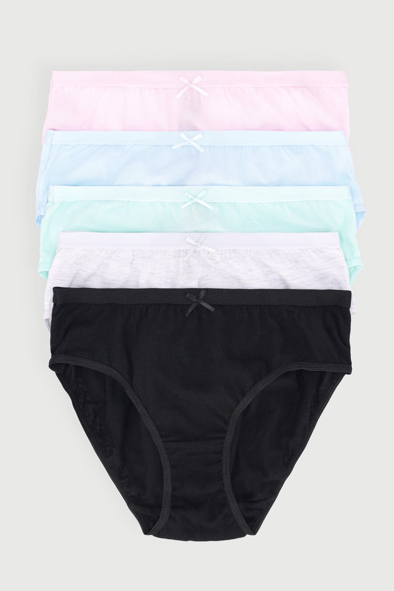 Girls 5 Pack Pastel Plain Panties - Multi