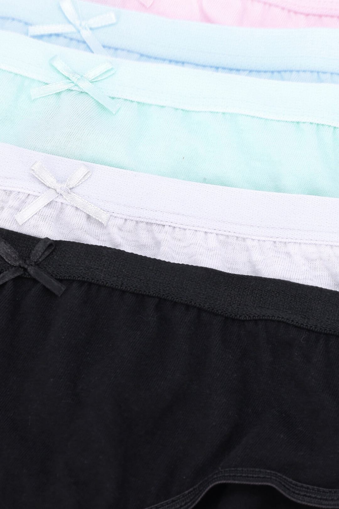 Girls 5 Pack Pastel Plain Panties - Multi