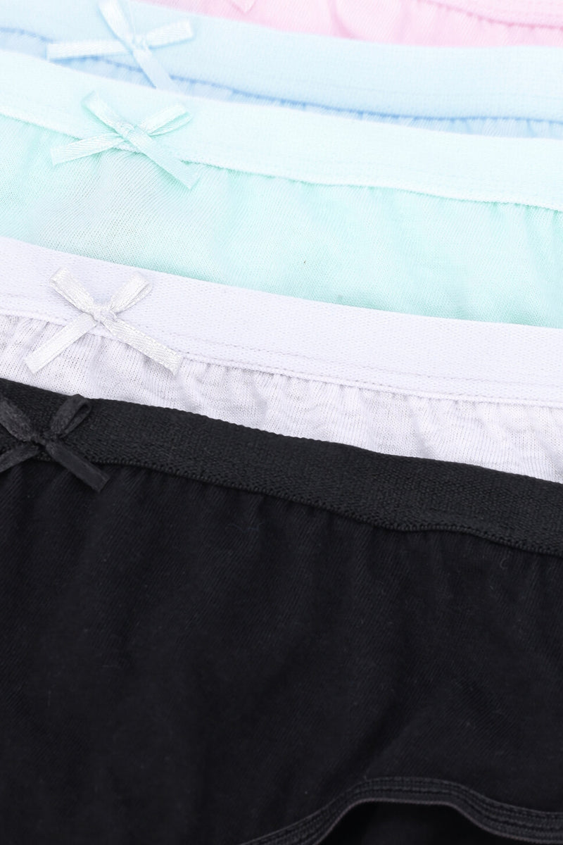 Girls 5 Pack Pastel Plain Panties - Multi
