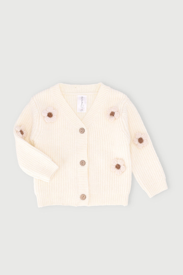 Baby Girls 3D Daisy Knitwear Cardi - Cream