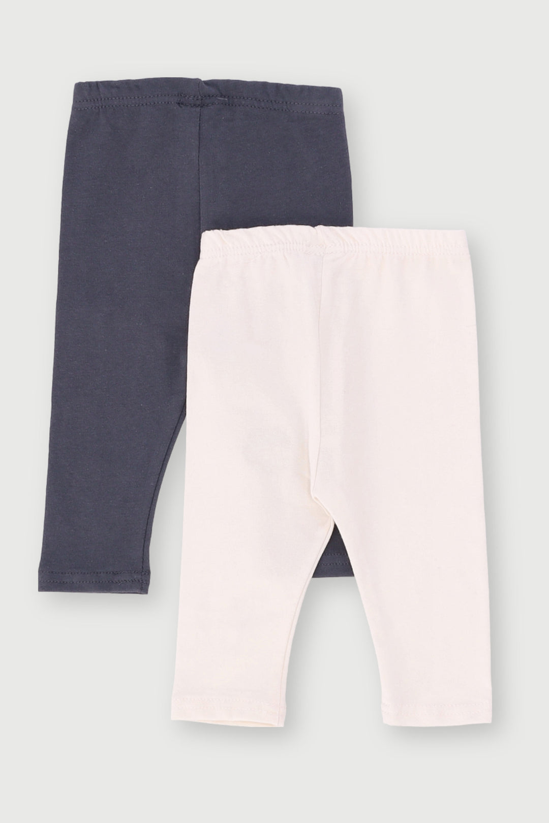 Baby Girls 2 Pack Daisy Fleece Legging - Cream/Charcoal