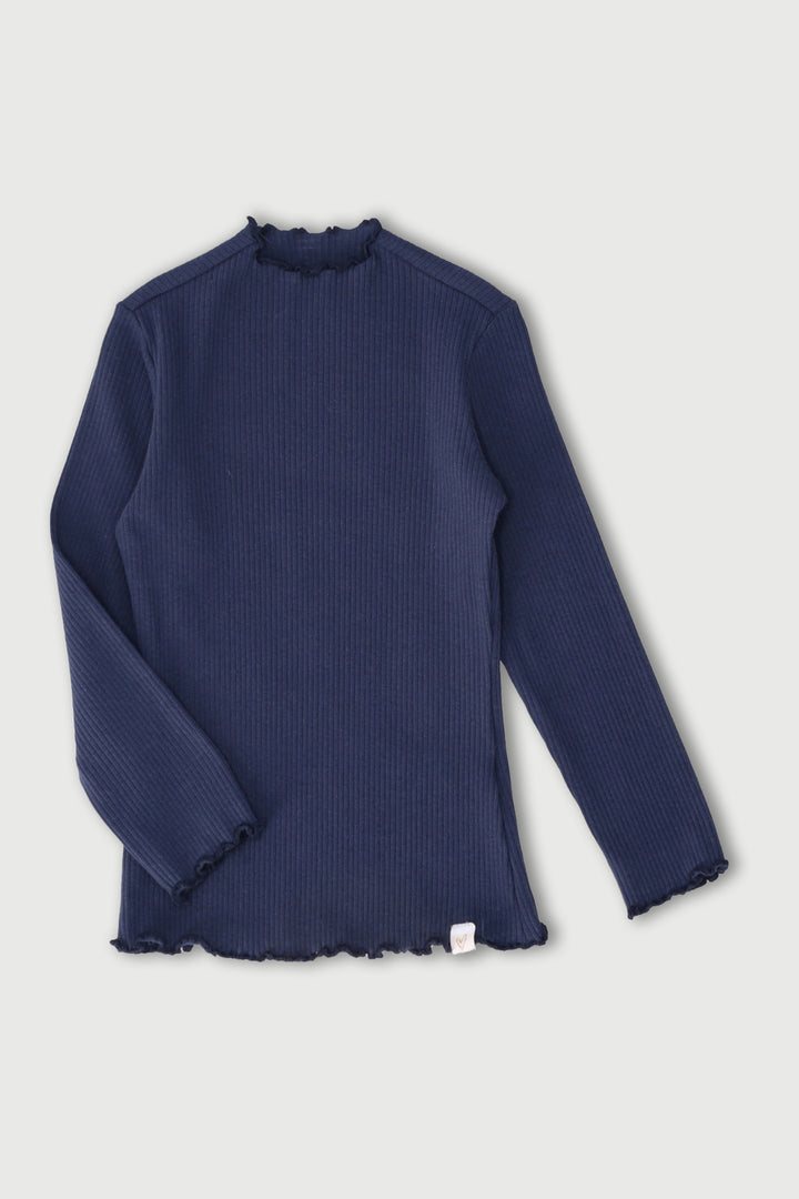 Pre-Girls Plain Rib Turtleneck - Navy
