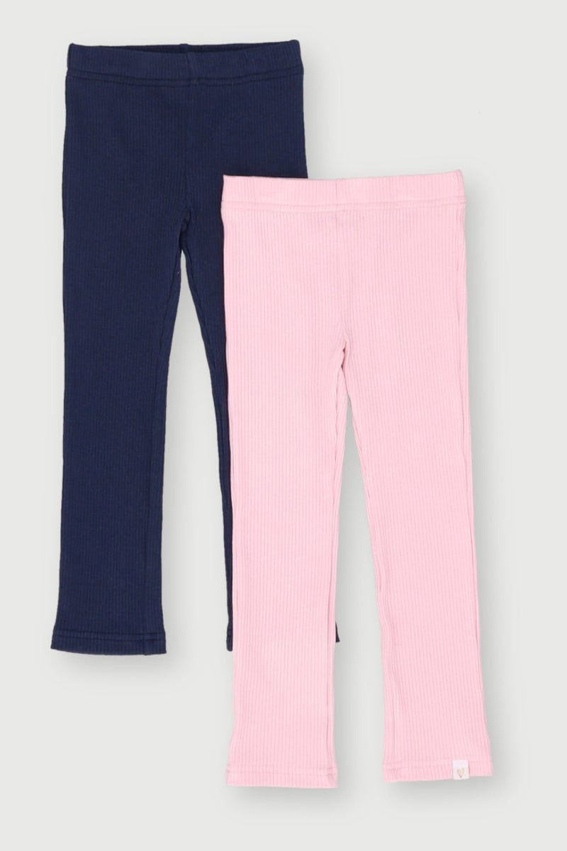 Pre-Girls 2 Pack Rib Legging - Navy