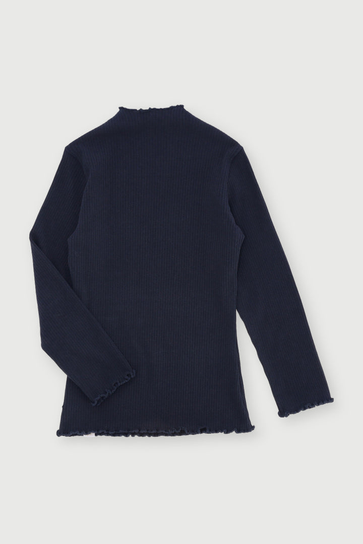 Pre-Girls Plain Rib Turtleneck - Black