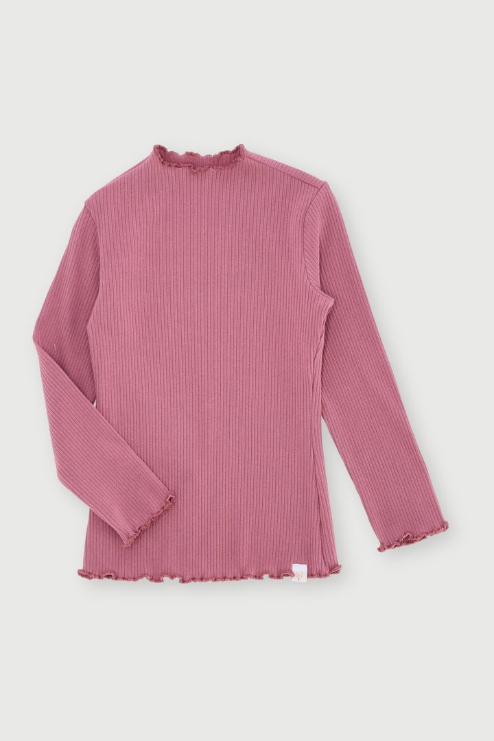 Pre-Girls Plain Rib Turtleneck - Mauve