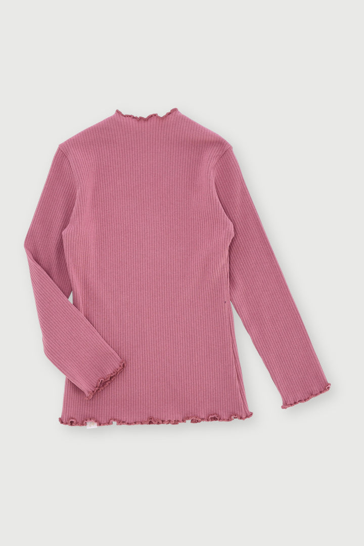Pre-Girls Plain Rib Turtleneck - Mauve