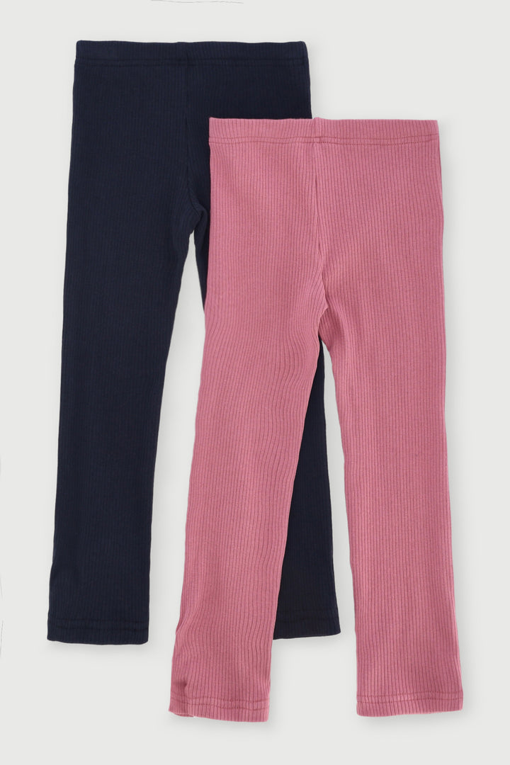 Pre-Girls 2 Pack Rib Legging - Black/Mauve