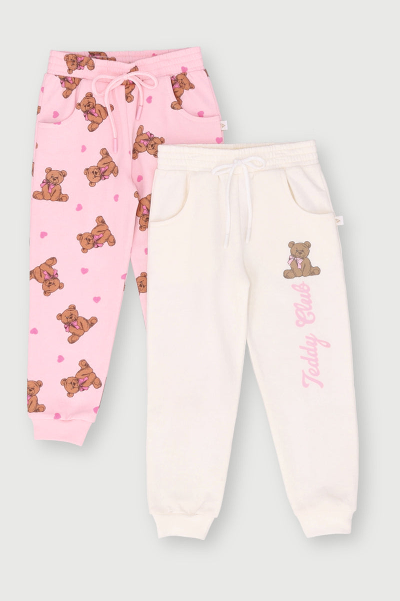 Pre-Girls 2 Pack Teddy Jogger - Pink