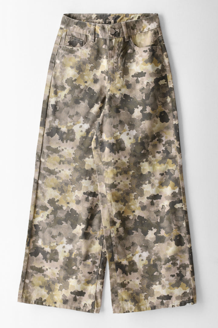 Girls Watercolour Baggy Fit Denim Pant - Camo