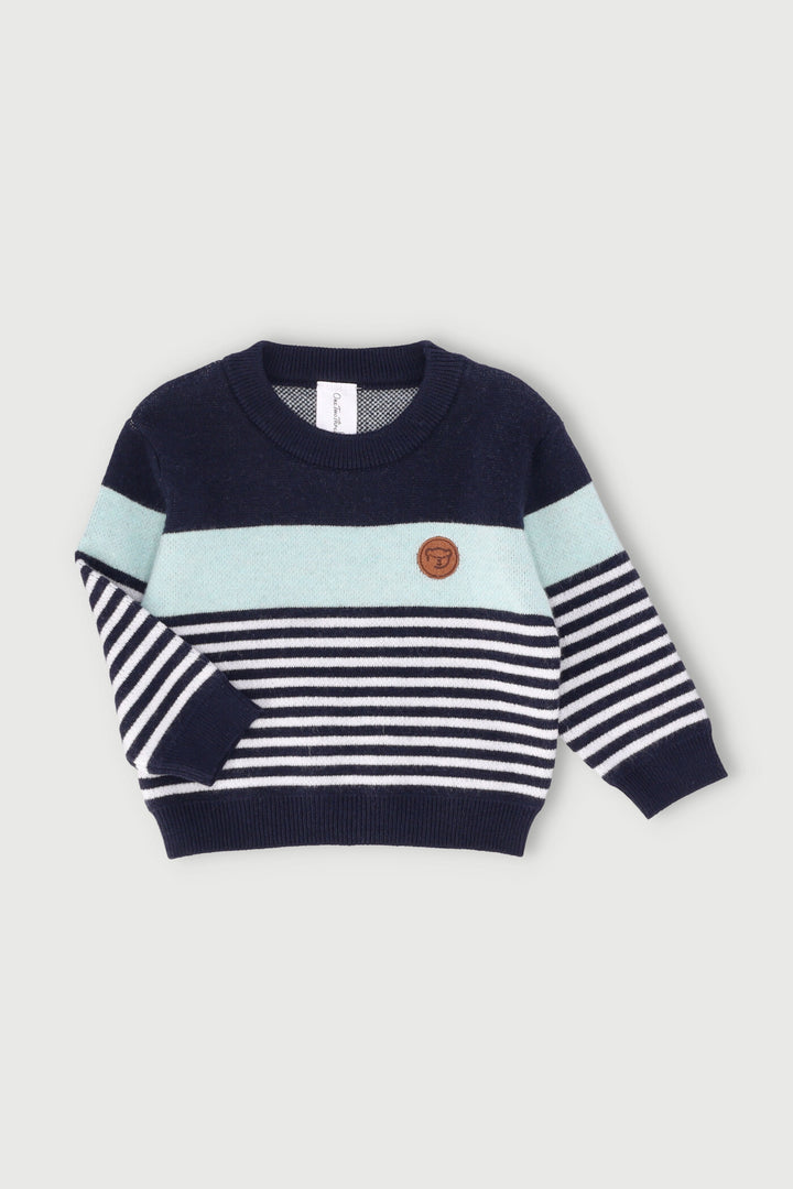 Baby Boys Multi Colour Stripe Pullover - Navy