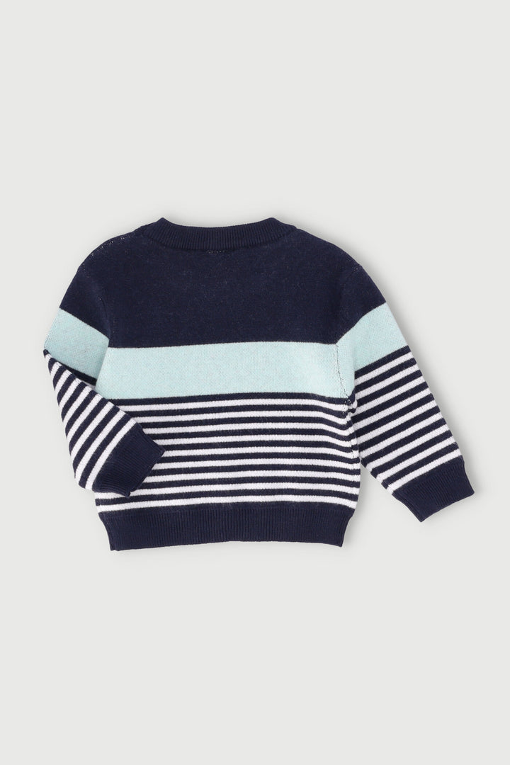 Baby Boys Multi Colour Stripe Pullover - Navy