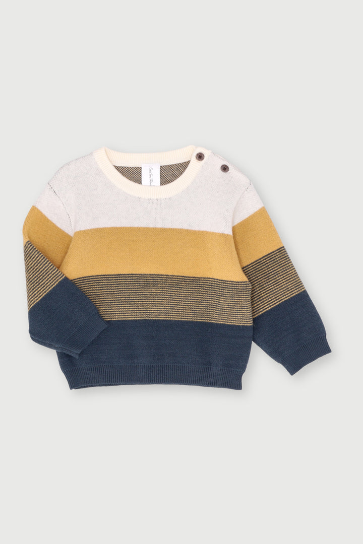 Baby Boys Stripes Pullover - Mustard