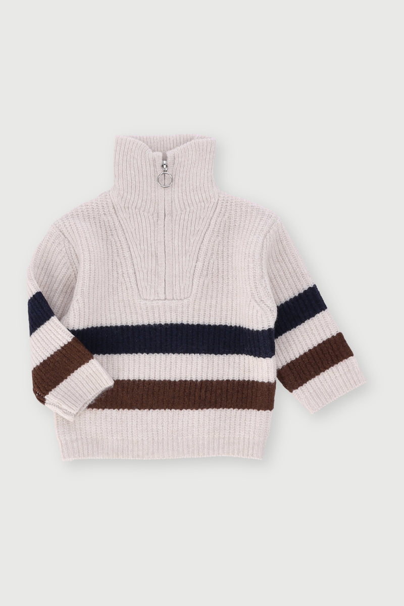 Baby Boys Zip Through Knitwear - Cream
