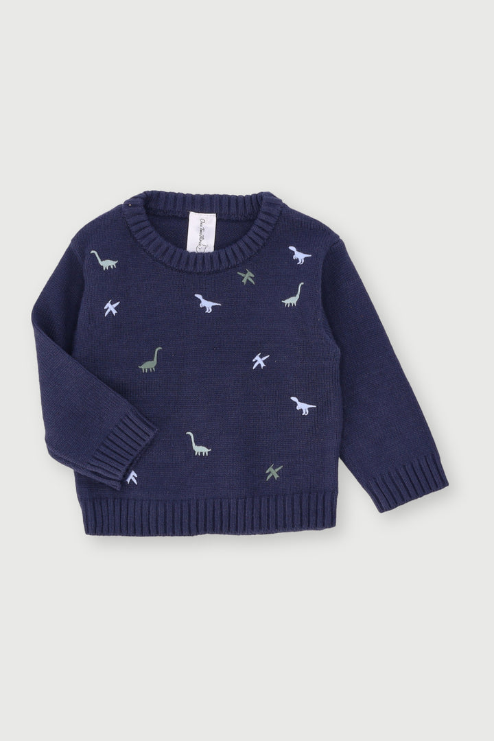 Baby Boys Dino Print Pullover - Navy