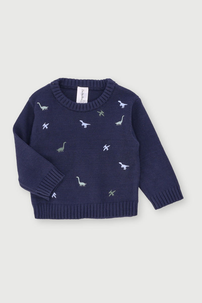 Baby Boys Dino Print Pullover - Navy