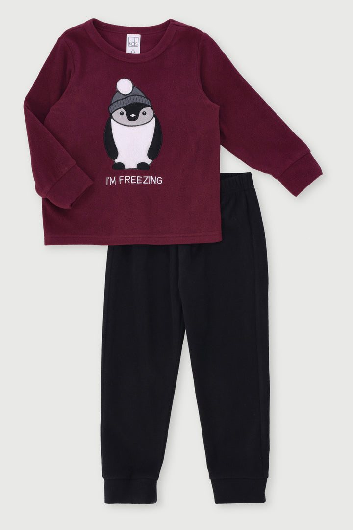 Pre-Boys Penguin I'm Freezing Sleep Set - Burgundy