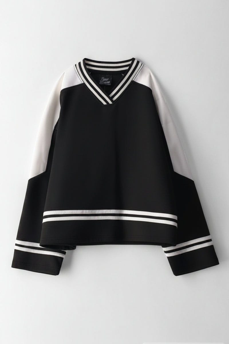 Girls Long Sleeve Logo Sports Look Jersey - Black/White