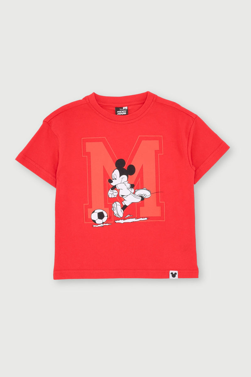 Pre- Boys Short Sleeve Mickey Collegial Relaxed Tee - Red