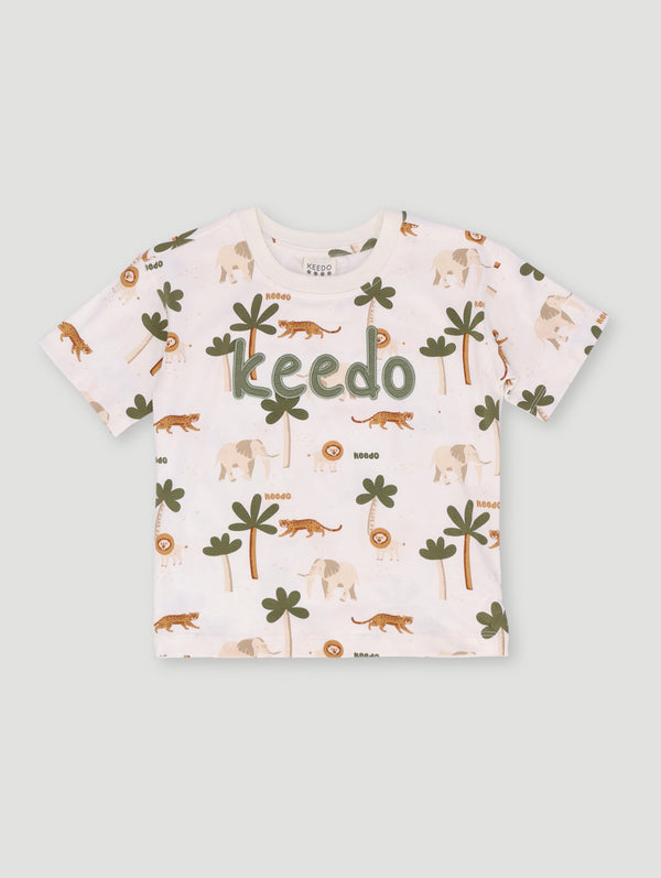 Keedo Boys Safari Fashion Tee - Cream