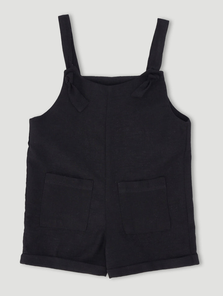 Pre-Girls Linen Jumpsuit - Black