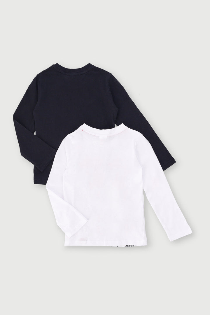 Pre-Boys 2 Pack Long Sleeve Spiderman Gel Tee - Black/White