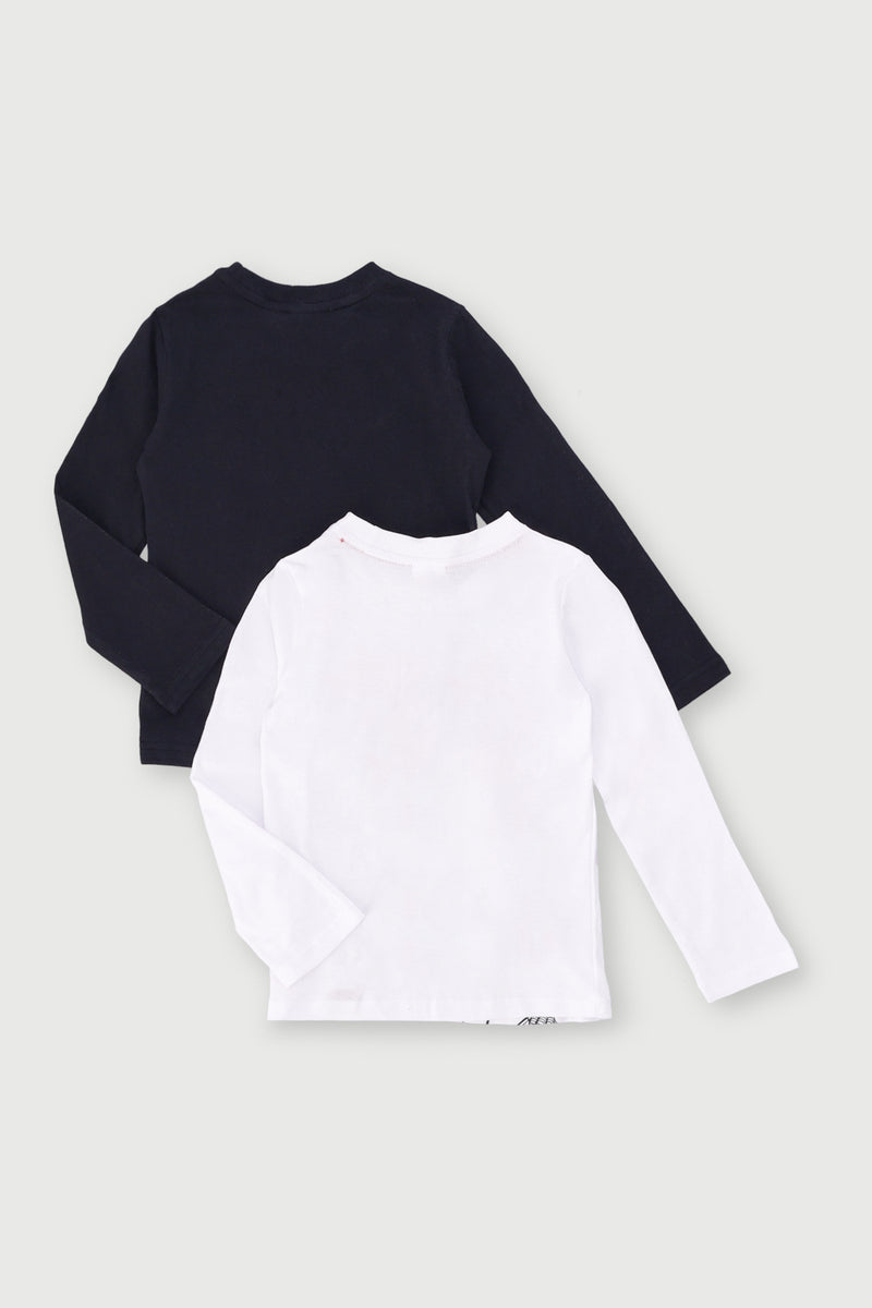 Pre-Boys 2 Pack Long Sleeve Spiderman Gel Tee - Black/White