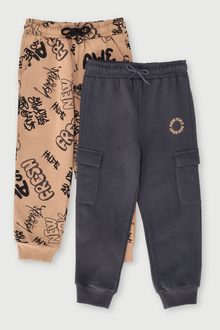 Pre-Boys 2 Pack Graffiti Jogger - Tan