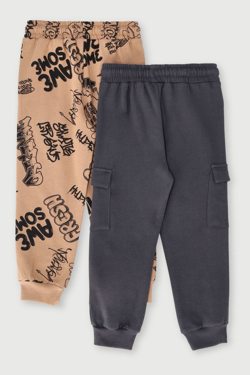 Pre-Boys 2 Pack Graffiti Jogger - Tan